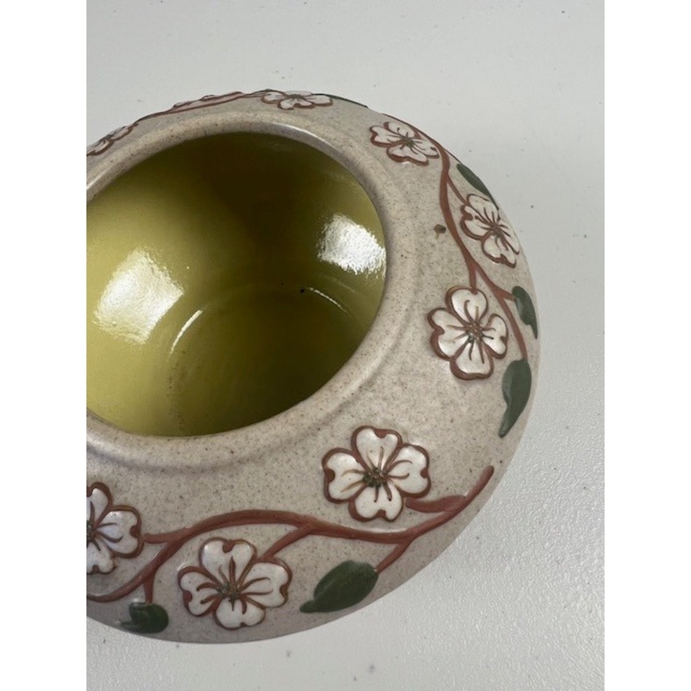 Pigeon Forge Pottery Dogwood Floral Round Bowl Tan Yellow Vintage Tennessee 4.5" - Picture 8 of 11
